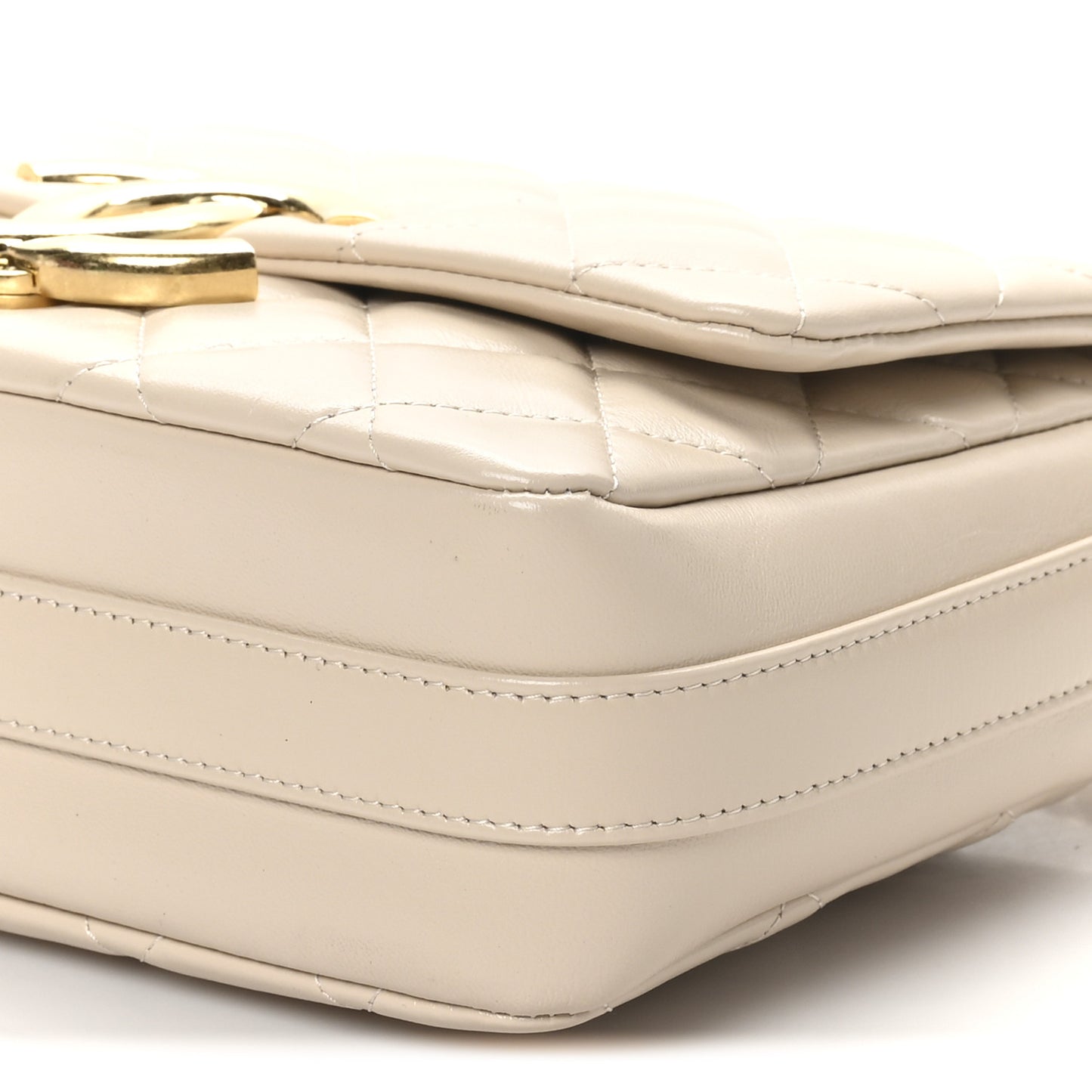 Lambskin Quilted Mini Maxi CC Flap Beige