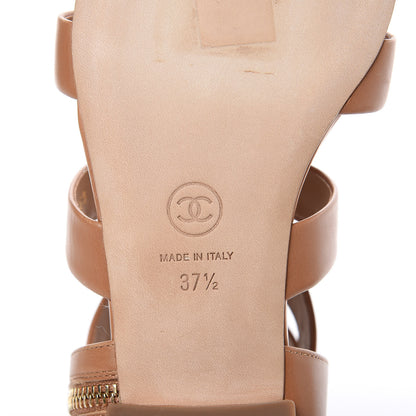 Chanel Calfskin Gladiator Sandals 37.5 Brown 6 of 10