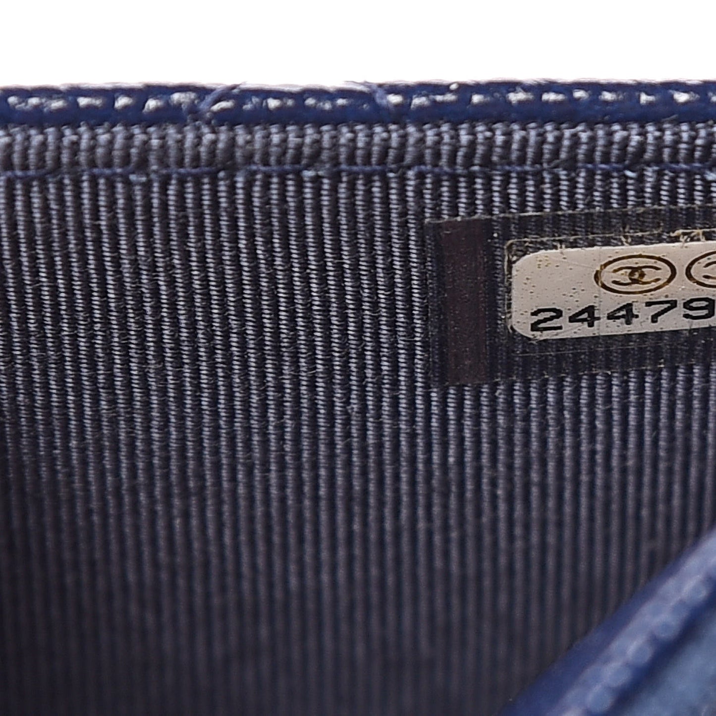 Caviar Quilted Wallet On Chain WOC Navy Blue