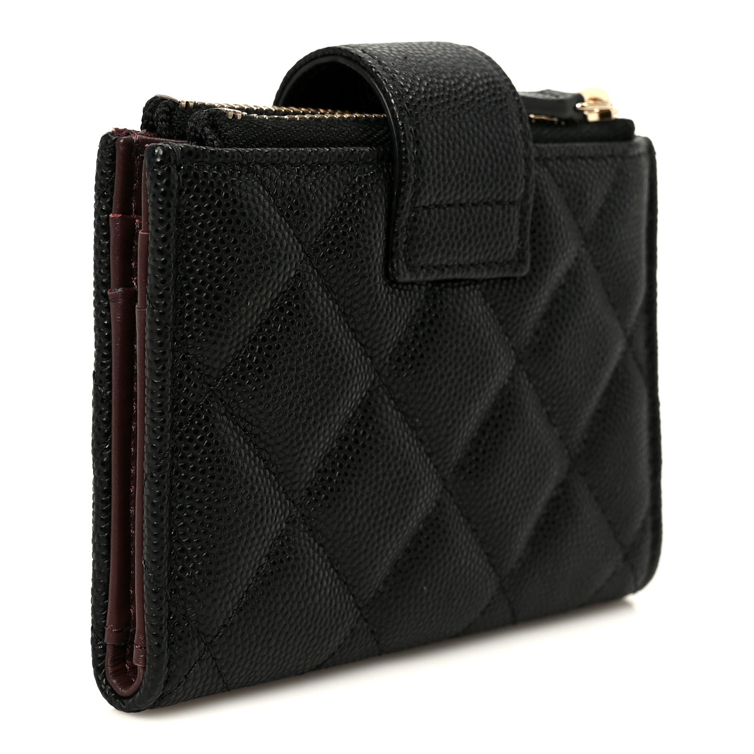 Chanel Caviar Quilted Compact Zipped Pocket Wallet Black 3 of 9