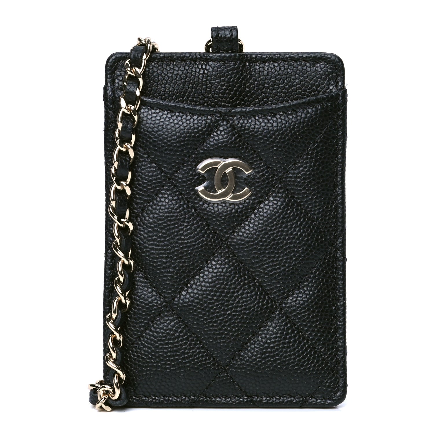 Chanel Caviar Quilted Card Holder On Chain Black 1 of 4
