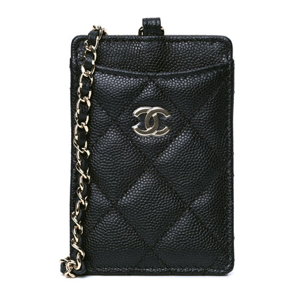 Chanel Caviar Quilted Card Holder On Chain Black 1 of 4