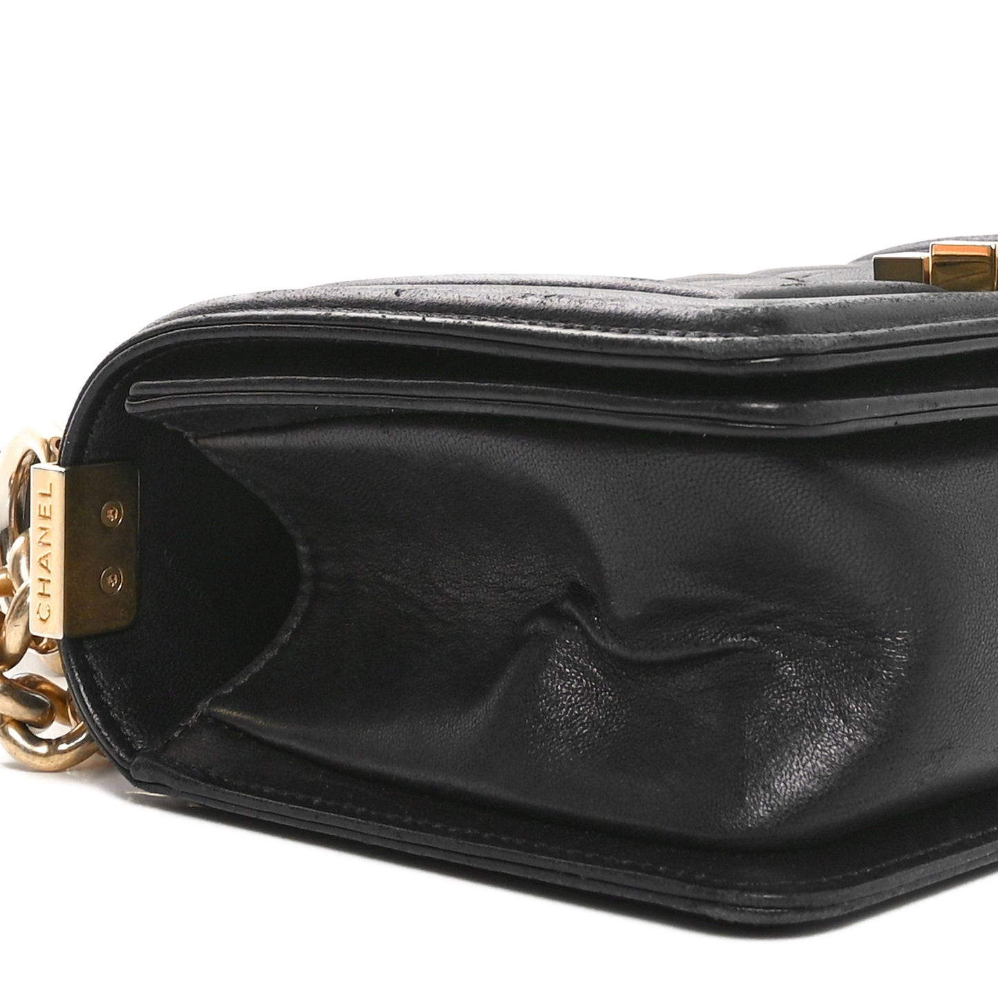 Lambskin Quilted Small Boy Flap Black