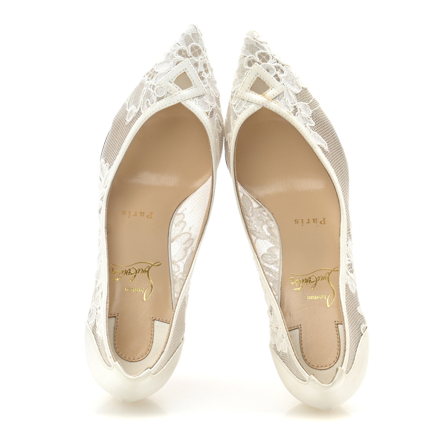 Christian Louboutin Lace Satin Neoalto 85 Pumps 37 Latte 2 of 10