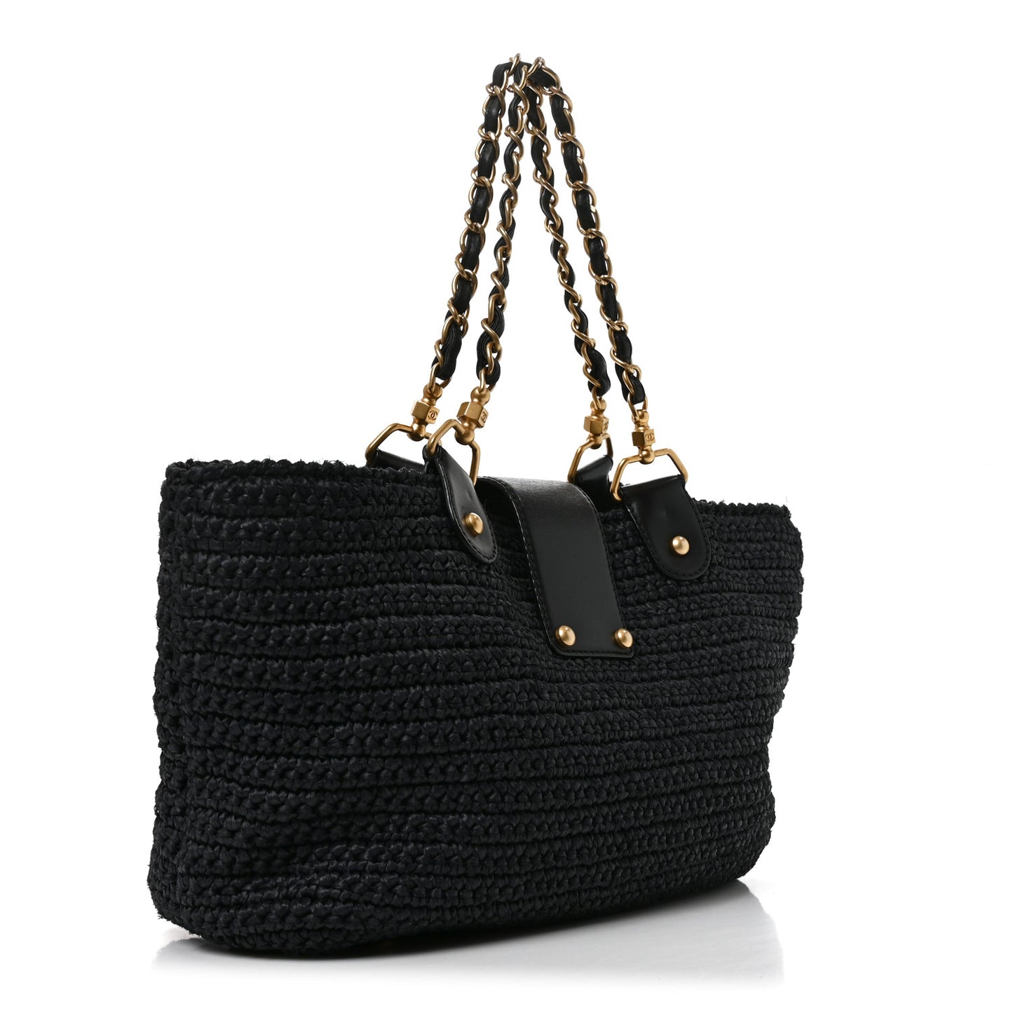 Straw Raffia Tote Black