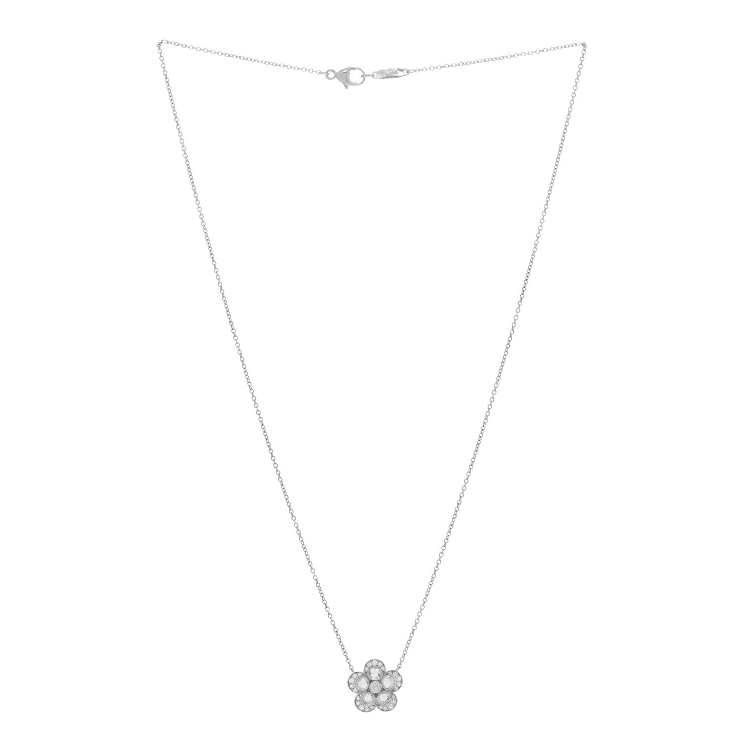 Tiffany Platinum Diamond Enchant Garden Rose Cut Flower Pendant Necklace 3 of 4