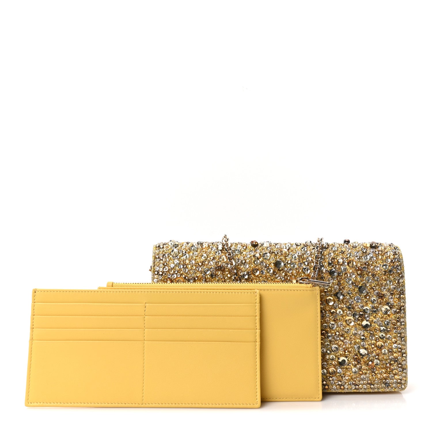 Christian Dior Calfskin Satin Bead Embroidery Lady Dior Clutch Gold Yellow 3 of 11