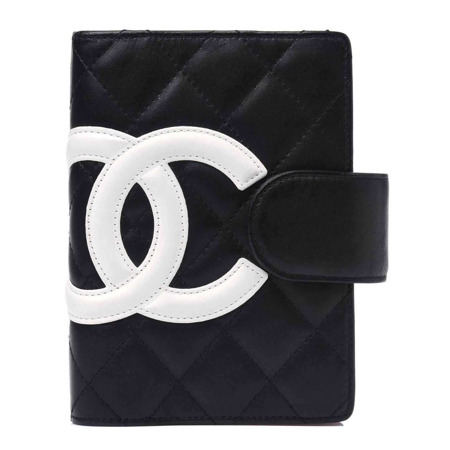 Calfskin Quilted Small Cambon Agenda Planner Black White
