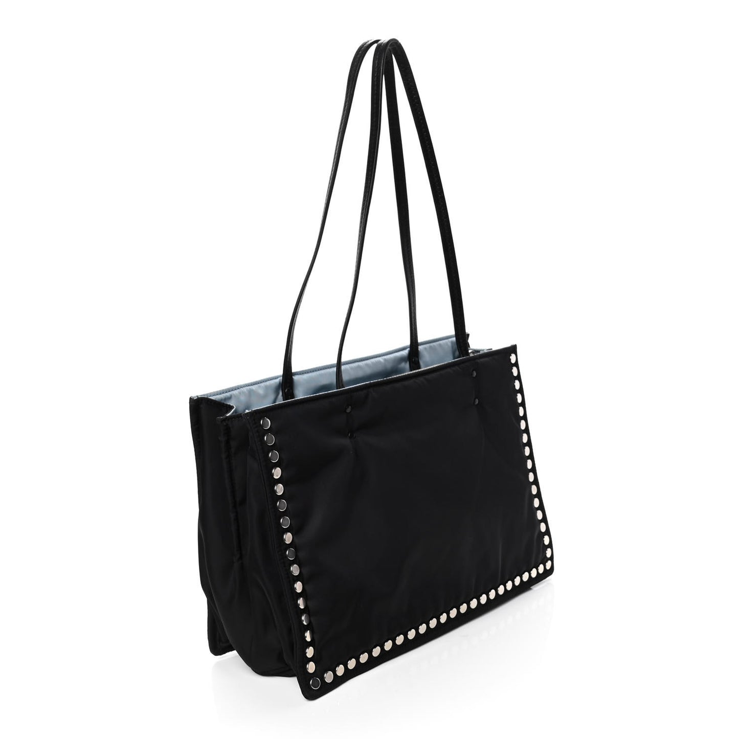 Tessuto Nylon Etiquette Studded Tote Black Astrale