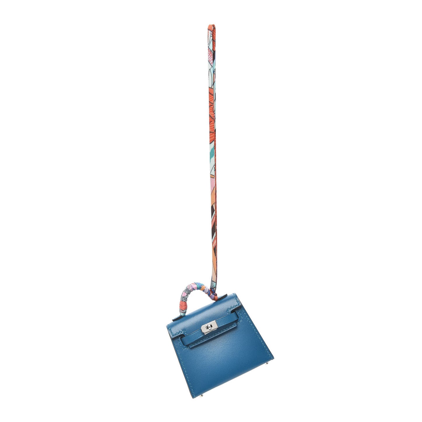 Tadelakt Mini Kelly Twilly Bag Charm Bleu Izimir
