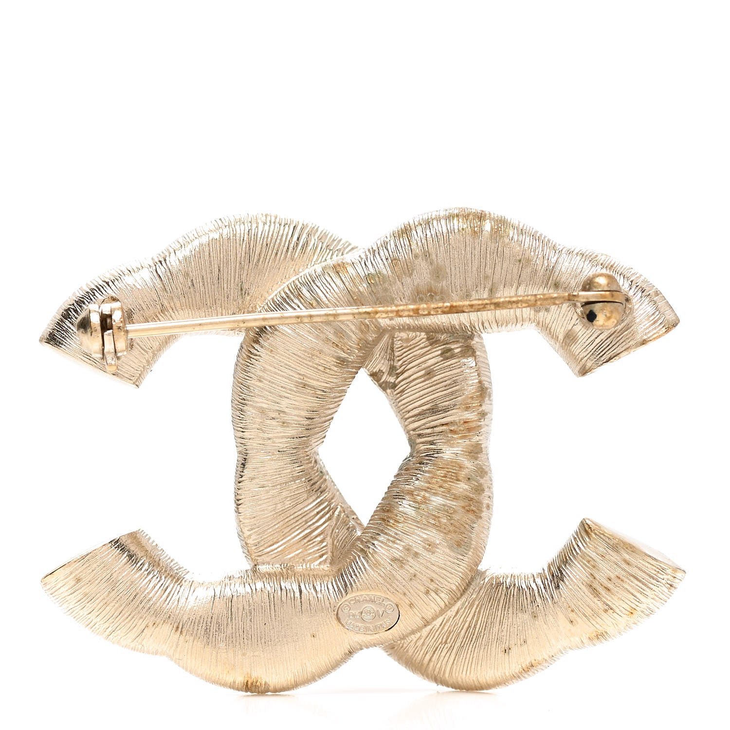 Chanel Crystal Twisted CC Brooch Gold Pale Pink 3 of 5