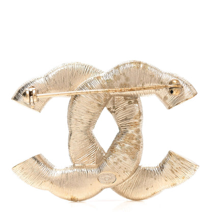 Chanel Crystal Twisted CC Brooch Gold Pale Pink 3 of 5