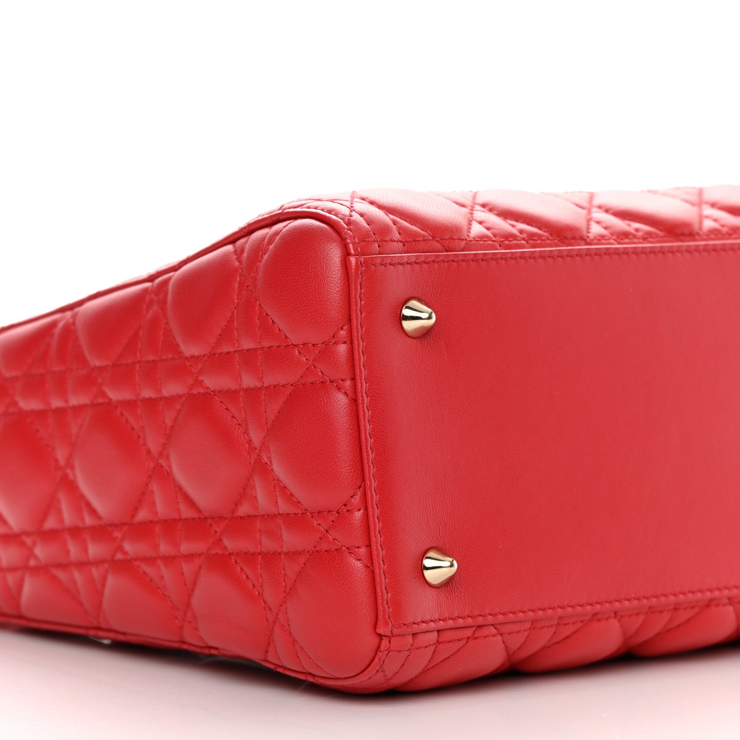Christian Dior Lambskin Cannage Medium Lady Dior Red 9 of 14