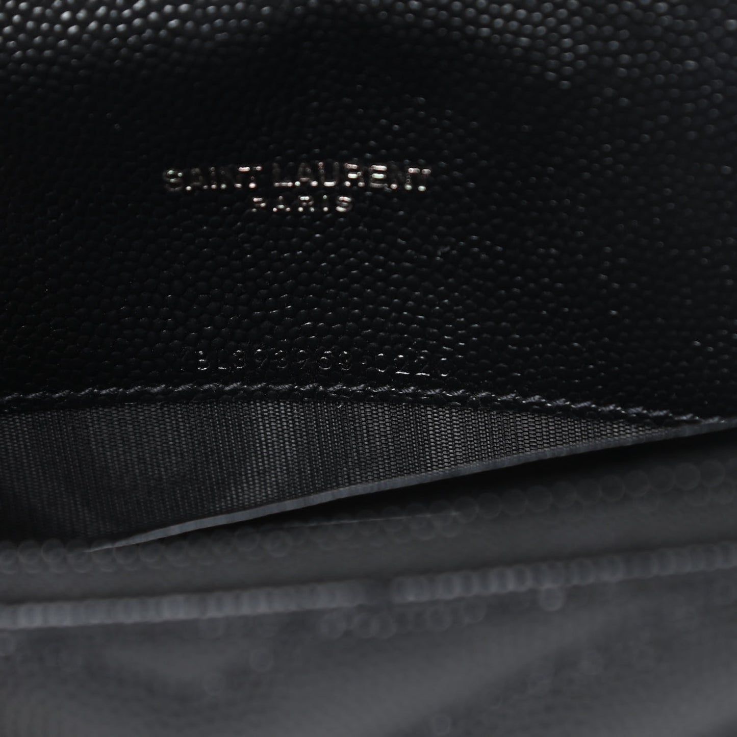 Grain De Poudre Matelasse Chevron Monogram Envelope Chain Wallet Black
