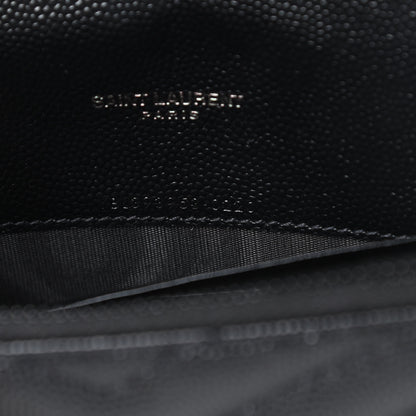 Saint Laurent Grain De Poudre Matelasse Chevron Monogram Envelope Chain Wallet Black 7 of 11