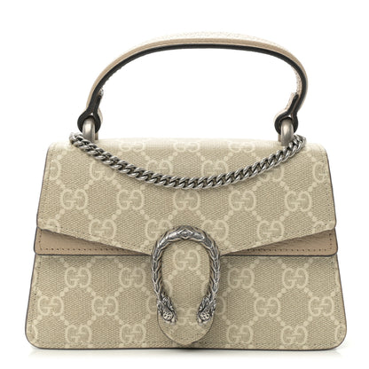 Gucci GG Supreme Monogram Mini Dionysus Top Handle Bag Beige Mystic White Oatmeal 1 of 12
