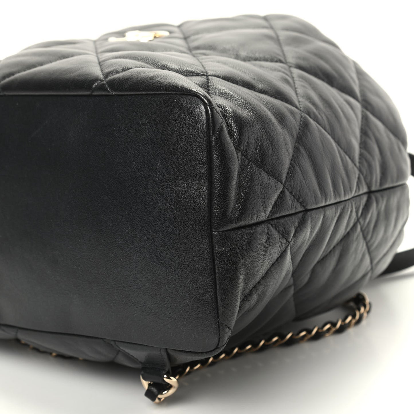Lambskin Quilted Drawstring Backpack Black