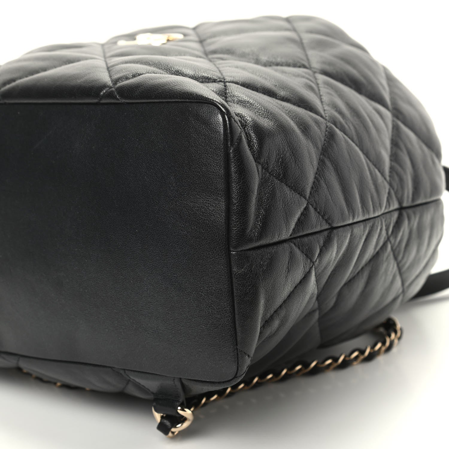 Chanel Lambskin Quilted Drawstring Backpack Black 9 of 9