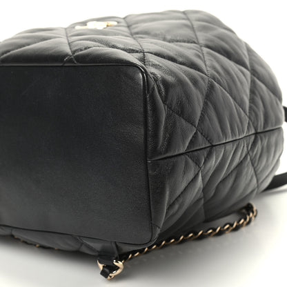 Chanel Lambskin Quilted Drawstring Backpack Black 9 of 9