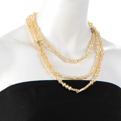 Chanel Irregular Pearl CC Multi Strand Necklace Gold 2 of 5