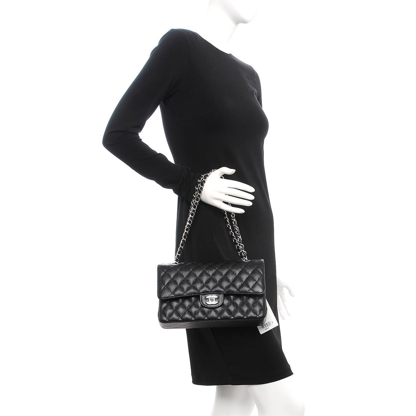 Caviar Quilted Medium Double Flap Black