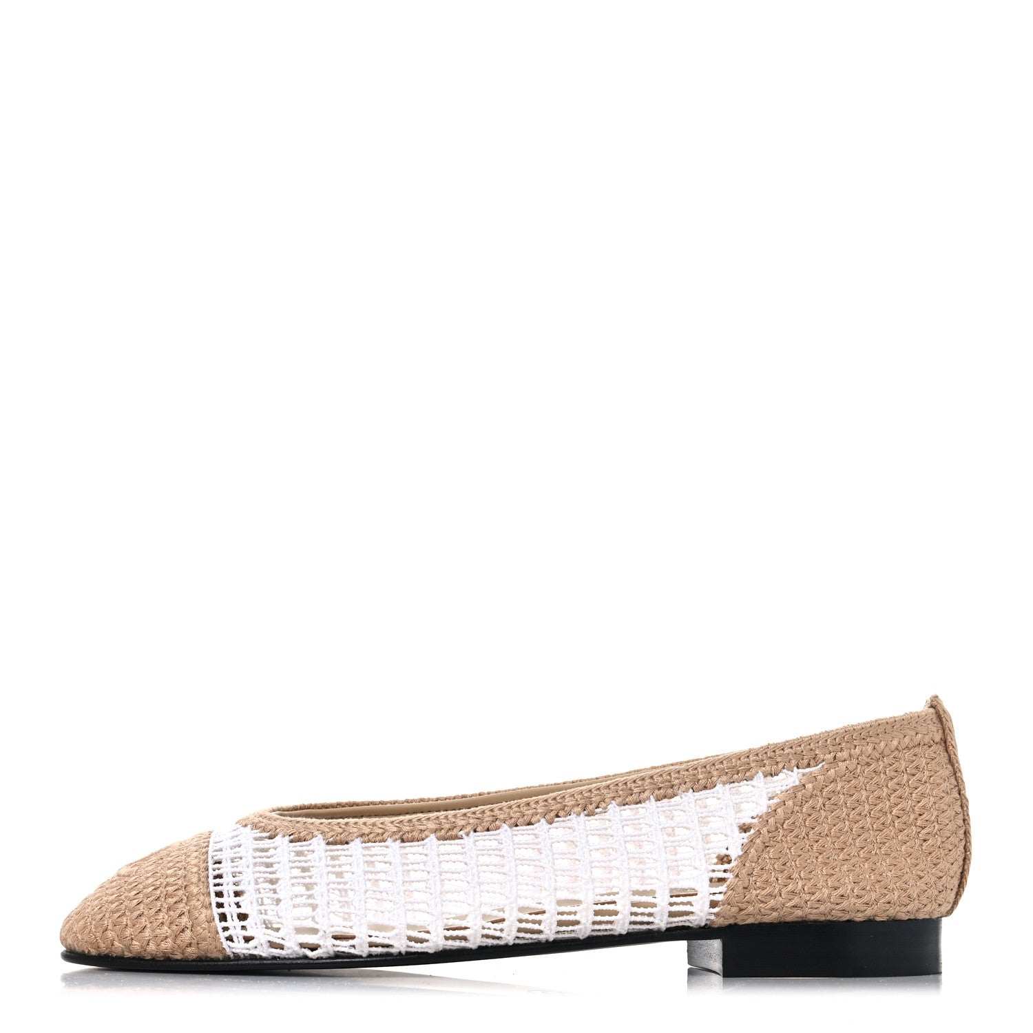 Chanel Raffia Cap Toe Ballerina Flats 37 White Beige 1 of 9