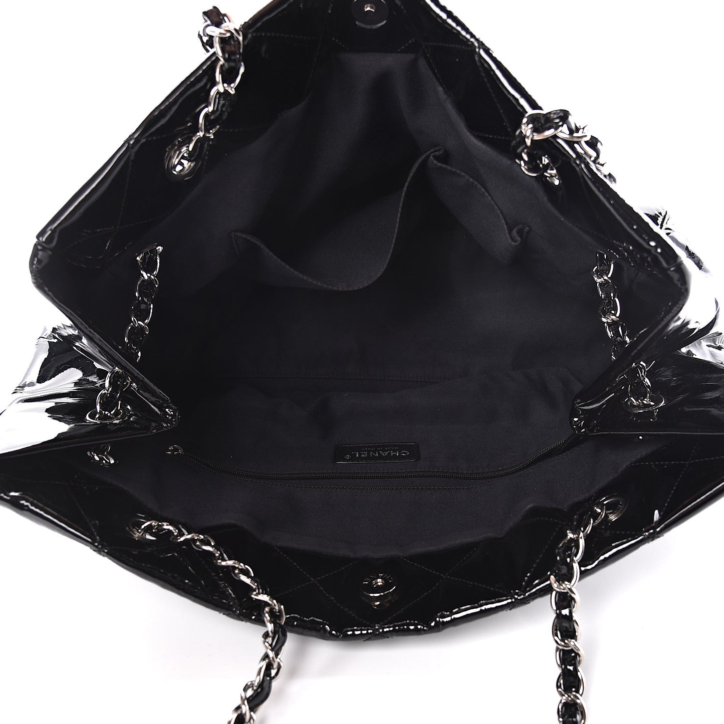 Patent Quilted Medium Cells Tote Black