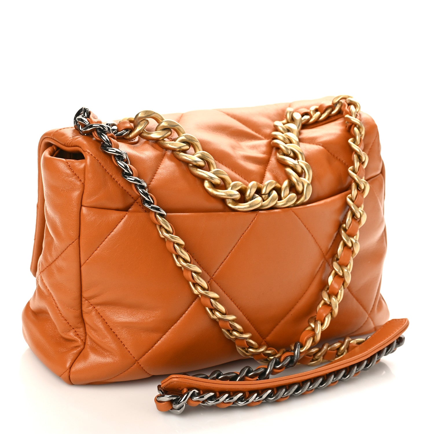 Chanel Lambskin Quilted Large Chanel 19 Flap Light Brown 3 of 9