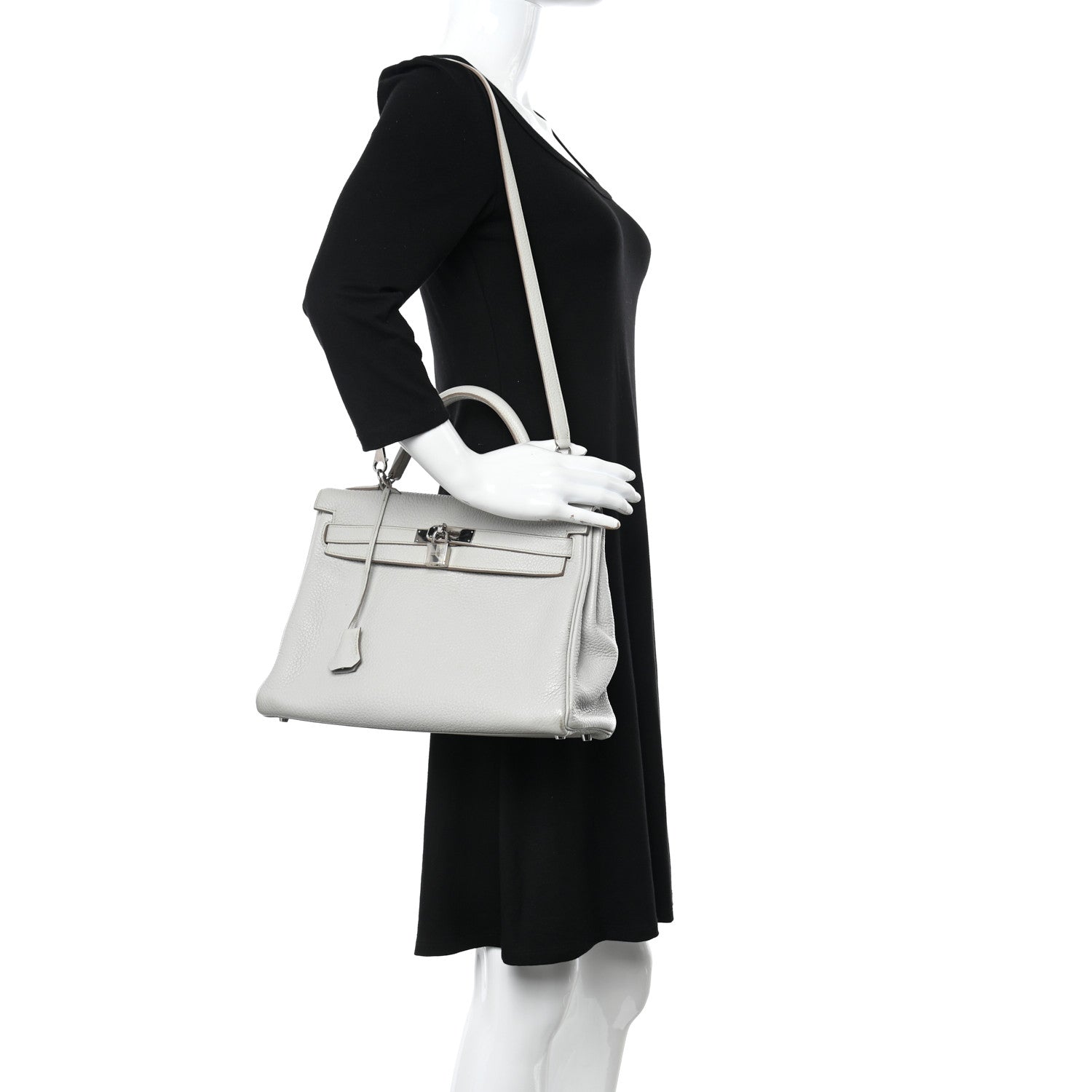 Hermes Taurillon Clemence Kelly Retourne 32 Gris Perle 2 of 12