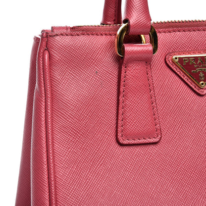 Prada Saffiano Lux Micro Galleria Double Zip Tote Peonia 8 of 8