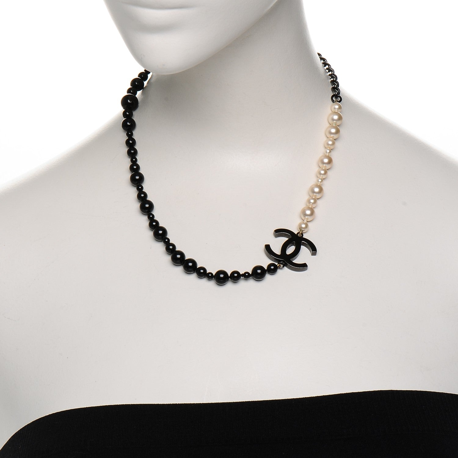 Chanel Ruthenium Pearl Bead CC Short Necklace Black 2 of 4