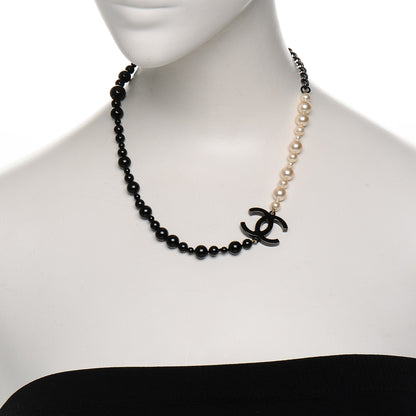 Chanel Ruthenium Pearl Bead CC Short Necklace Black 2 of 4