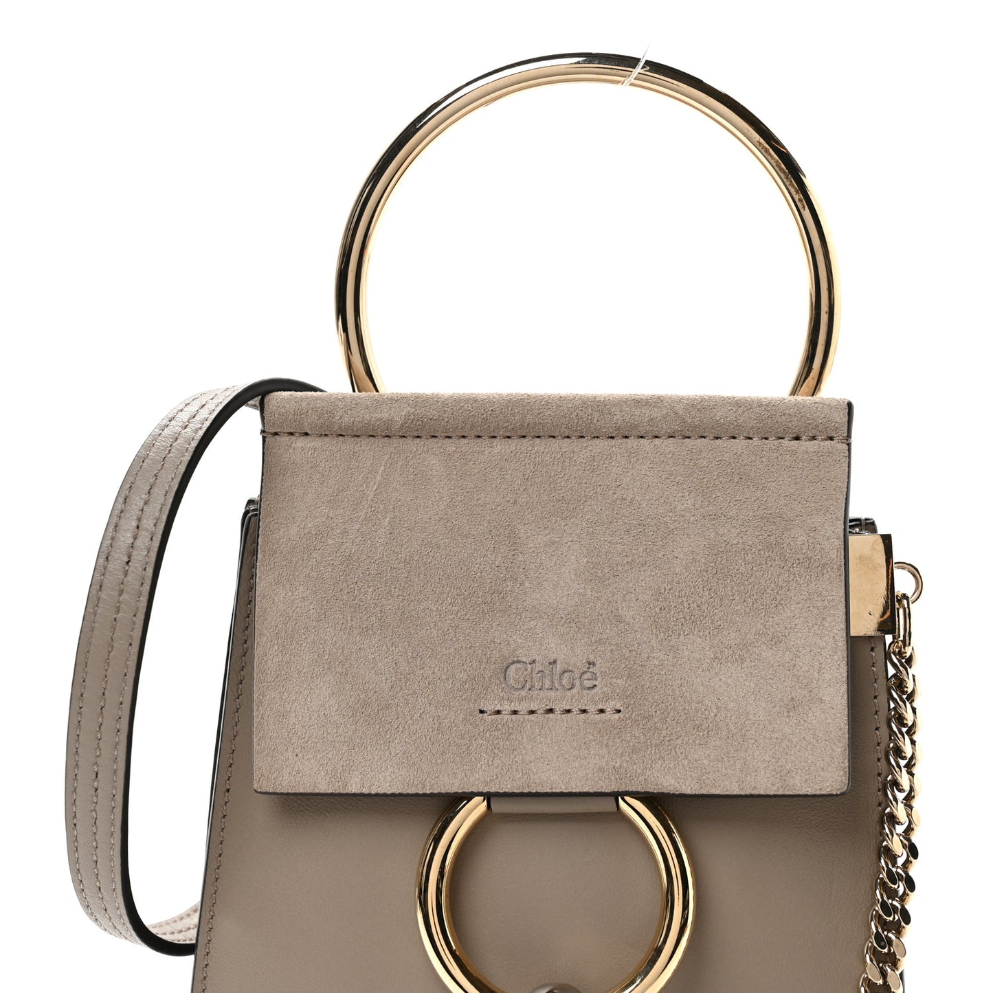 Suede Calfskin Mini Faye Bracelet Bag Motty Grey