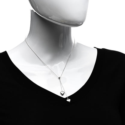 Tiffany Sterling Silver Double Heart Lariat Pendant Necklace 2 of 6