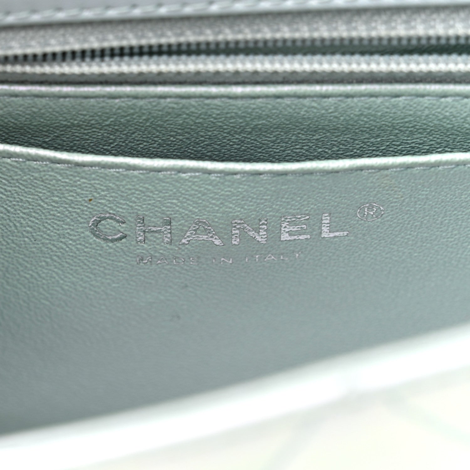 Chanel Iridescent Calfskin Quilted Mini Rectangular Flap Light Blue 6 of 14