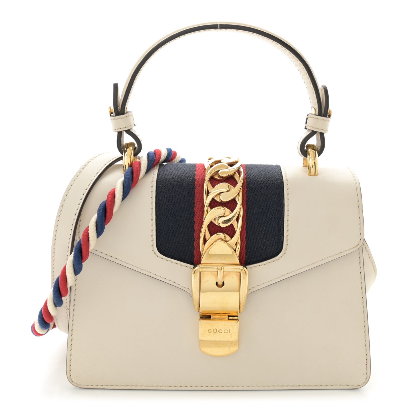 Calfskin Mini Sylvie Top Handle Bag White