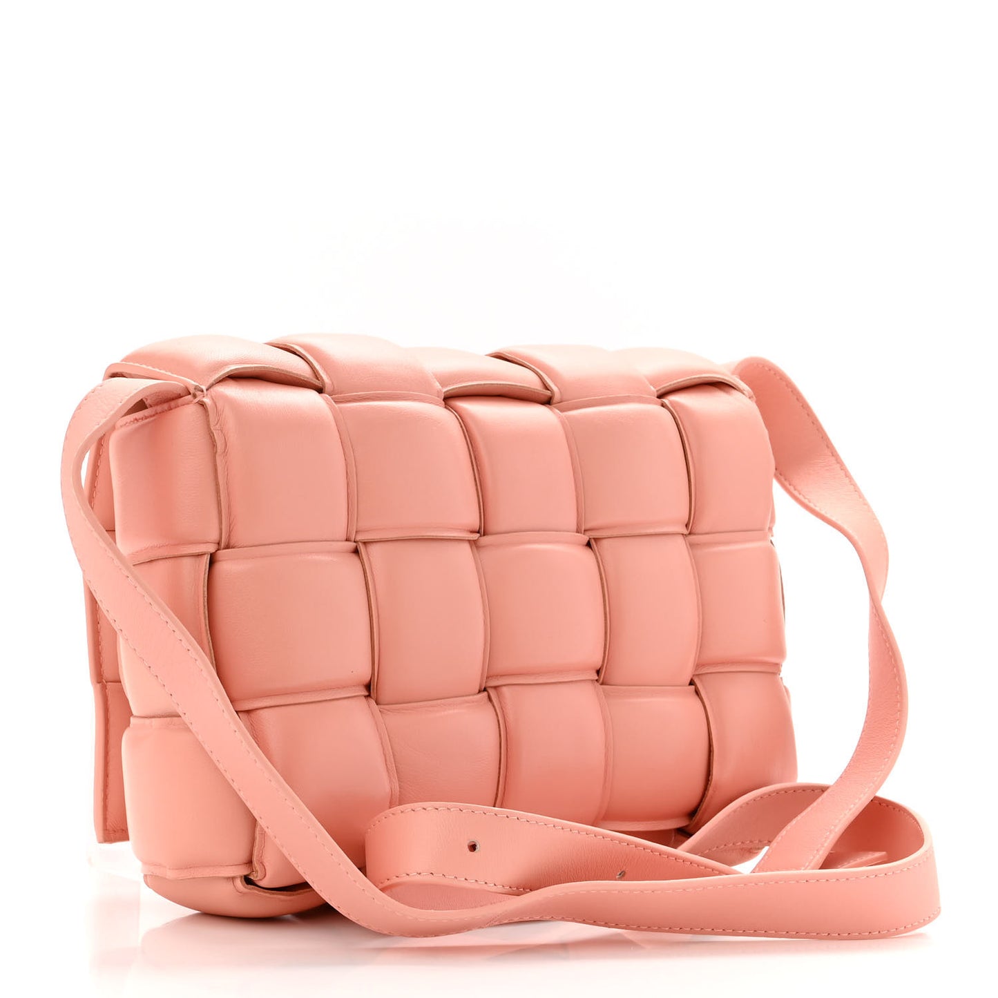 Nappa Maxi Intreccio Padded Cassette Crossbody Bag Peachy