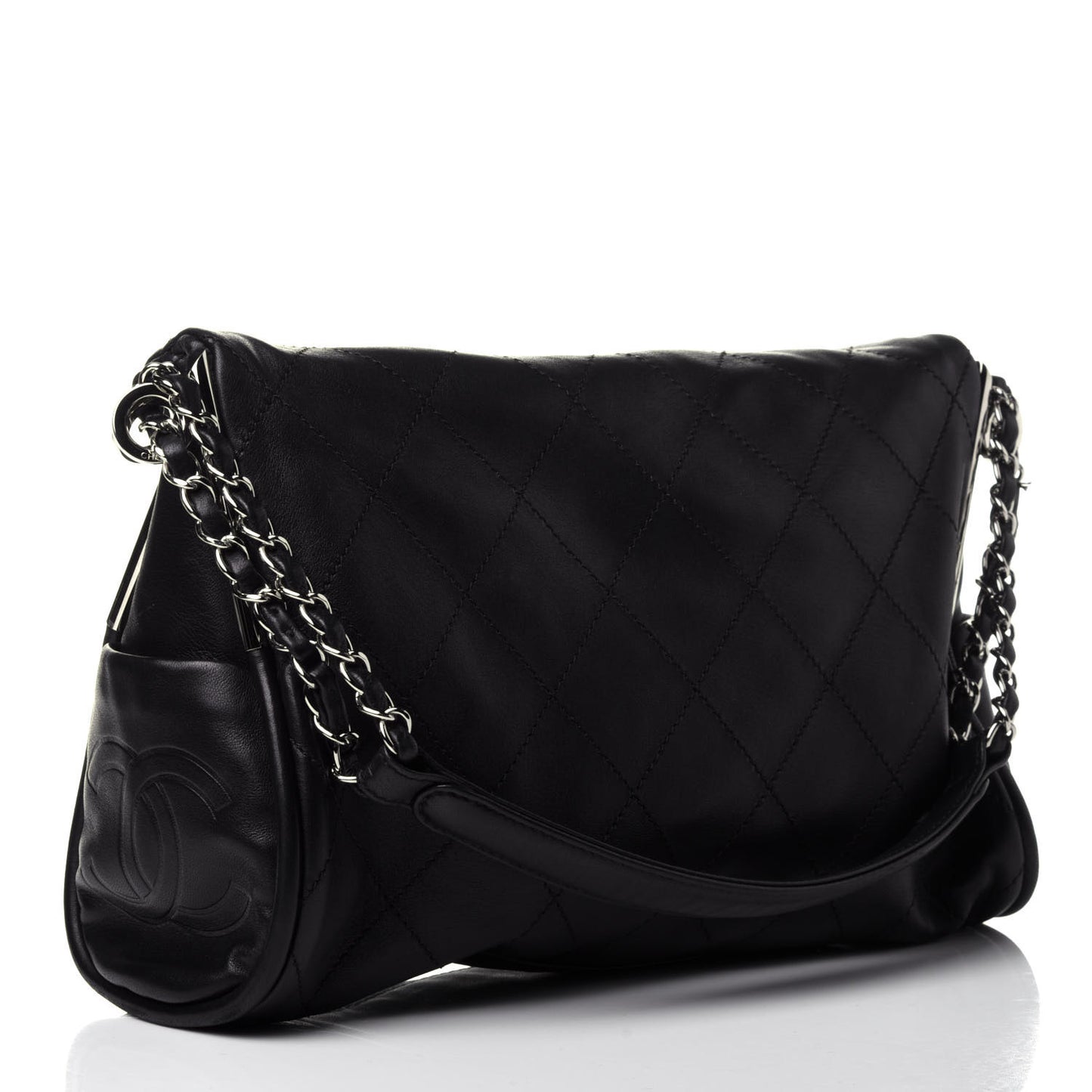 Lambskin Stitched Medium Ultimate Soft Tote Black