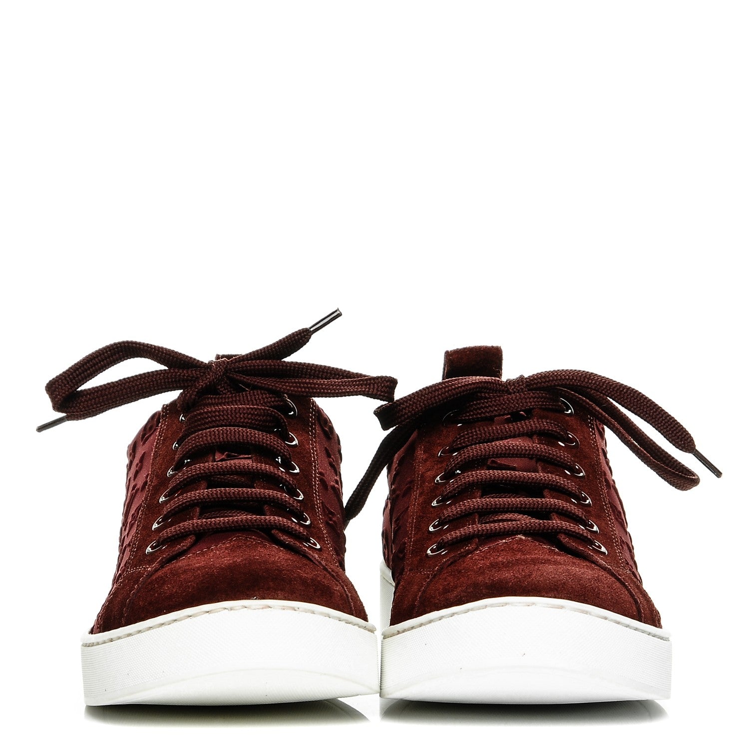 Louis Vuitton Neoprene Suede Embossed Monogram Stellar Low Top Sneakers 38 Burgundy 2 of 8