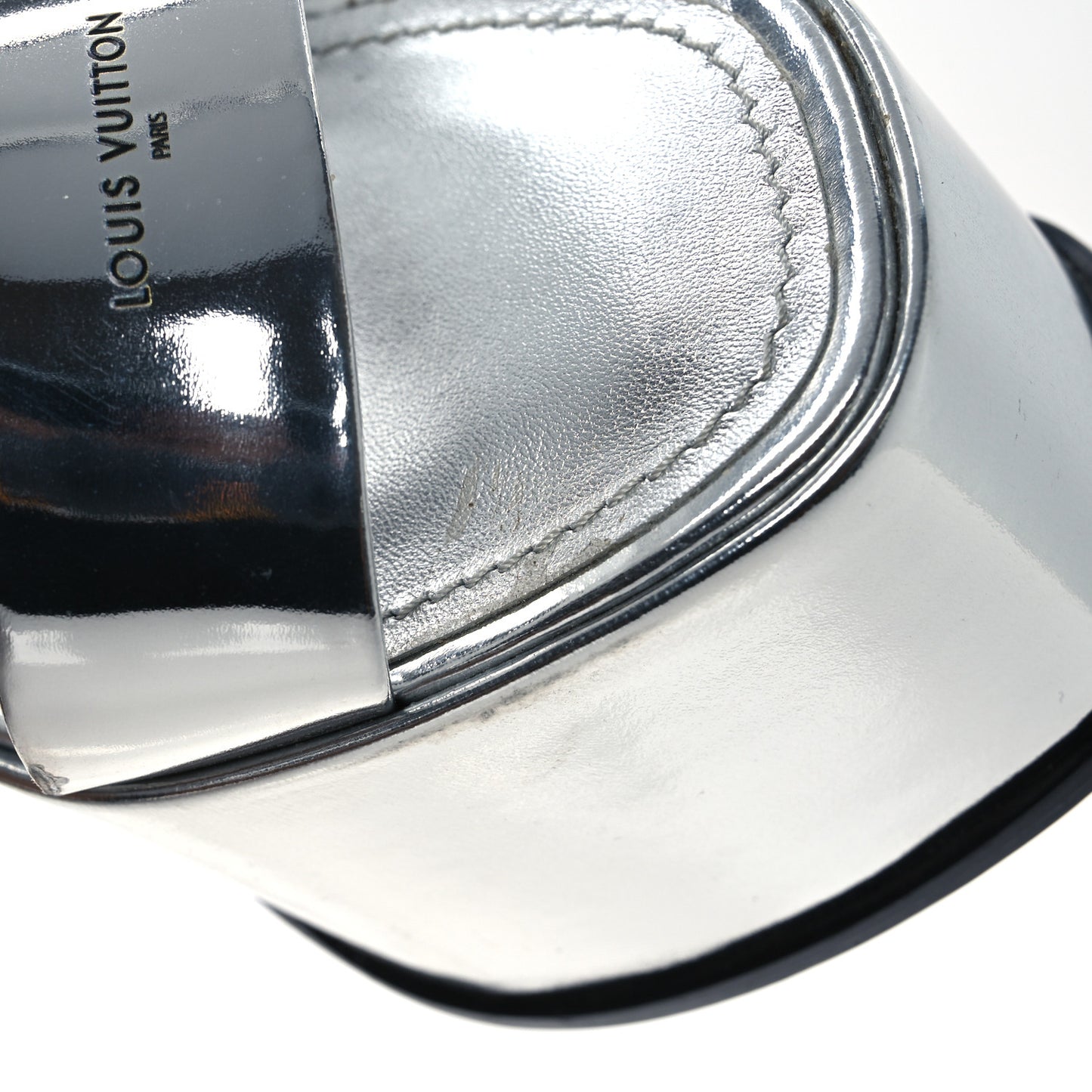 Metallic Calfskin Fame Platform Sandals 38 Argent