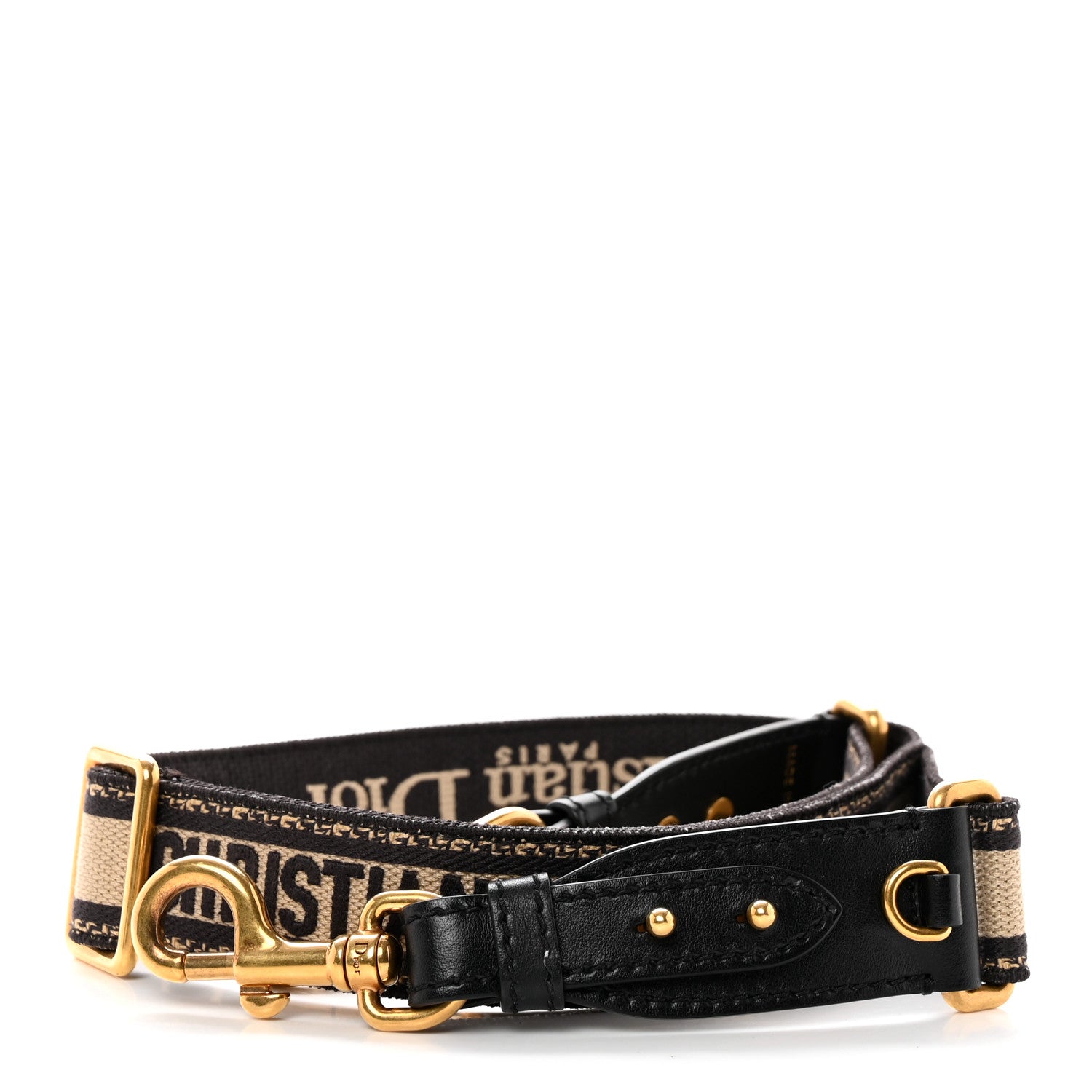 Christian Dior Canvas Embroidered Adjustable Shoulder Strap Black 1 of 7