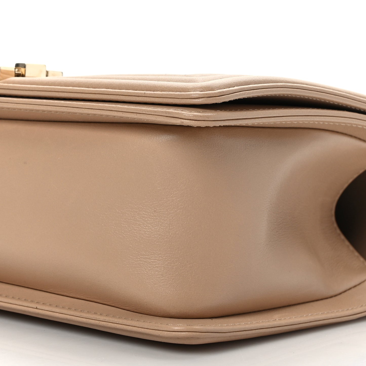 Calfskin Quilted Medium Boy Flap Beige