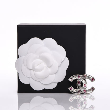 Chanel Baguette Crystal CC Brooch Silver Pink 6 of 6