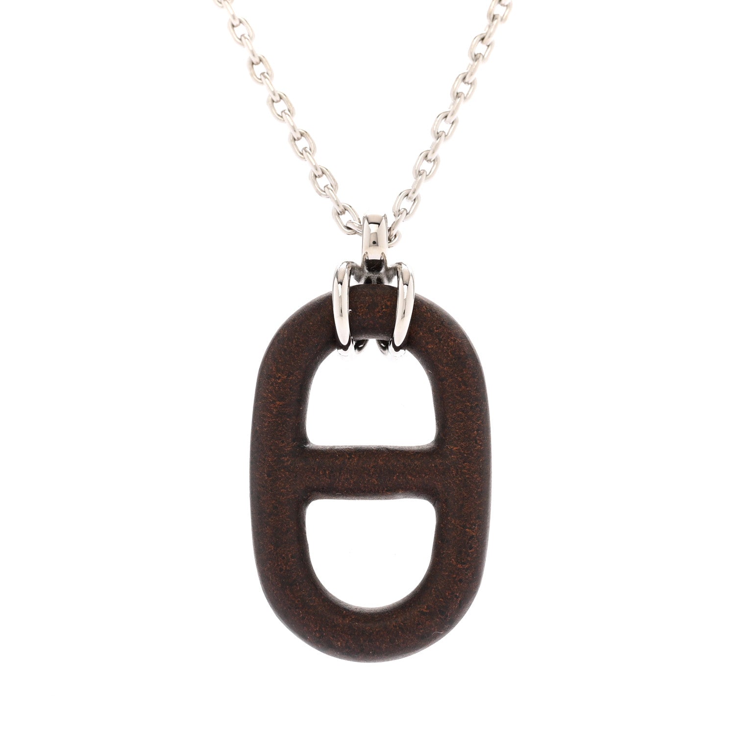 Hermes Vulcanium Chaine d'Ancre Necklace Silver Brun 4 of 6