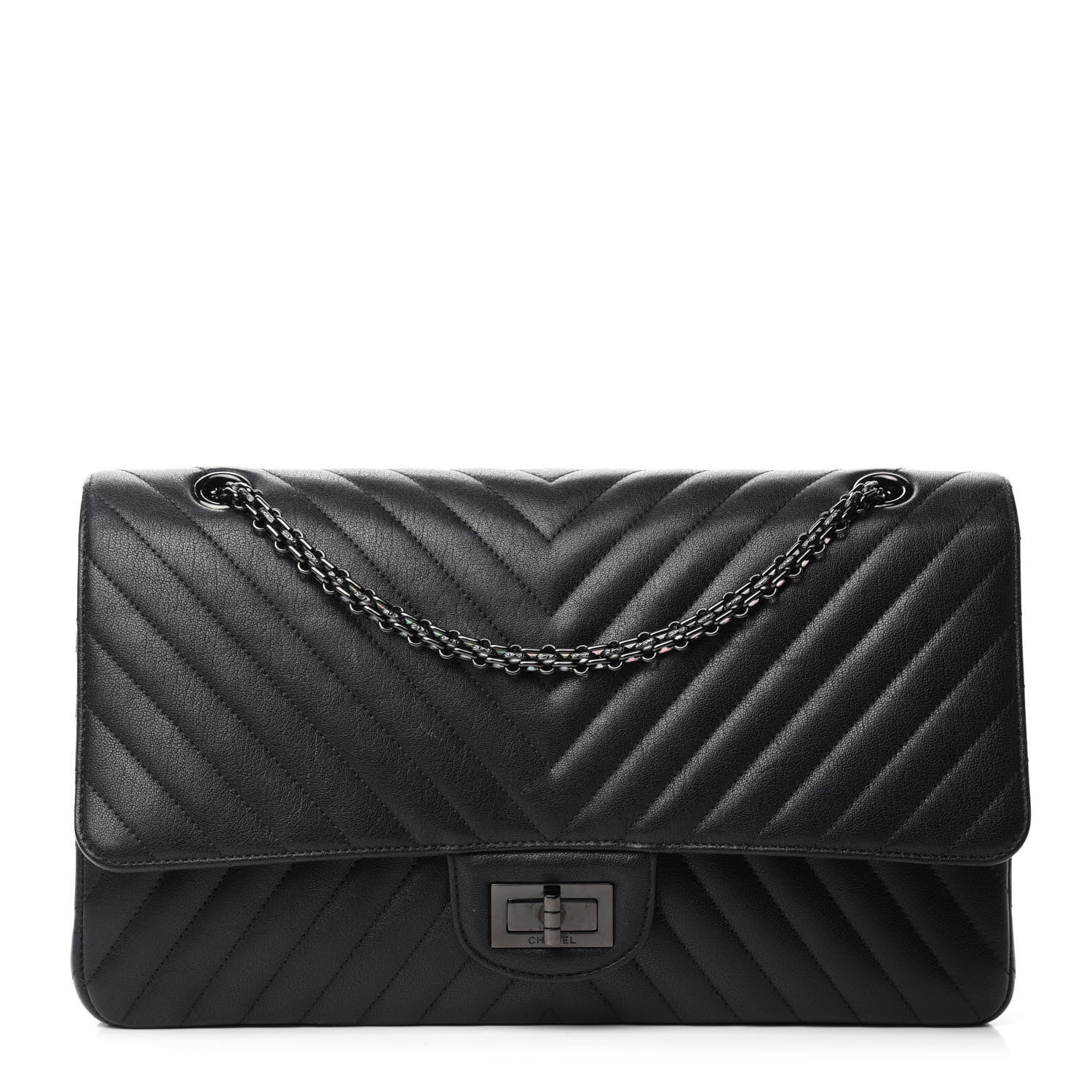 Chanel Sheepskin Chevron Quilted 2.55 Reissue 227 Flap So Black 1 of 20