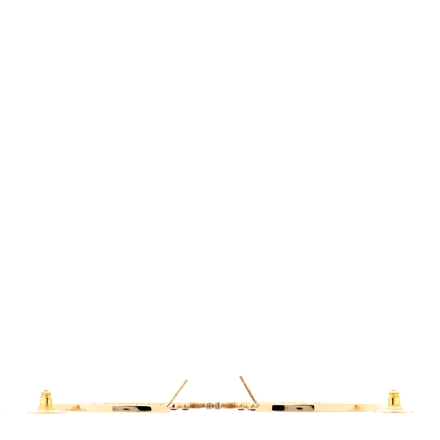 Chanel Metal Crystal CC Hoop Earrings Gold Black 3 of 6