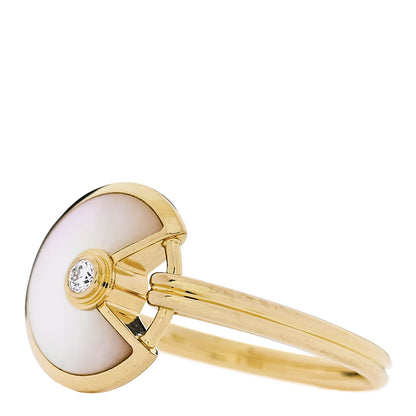 Cartier 18K Yellow Gold Diamond Mother of Pearl Amulette de Cartier Ring 52 6 3 of 5