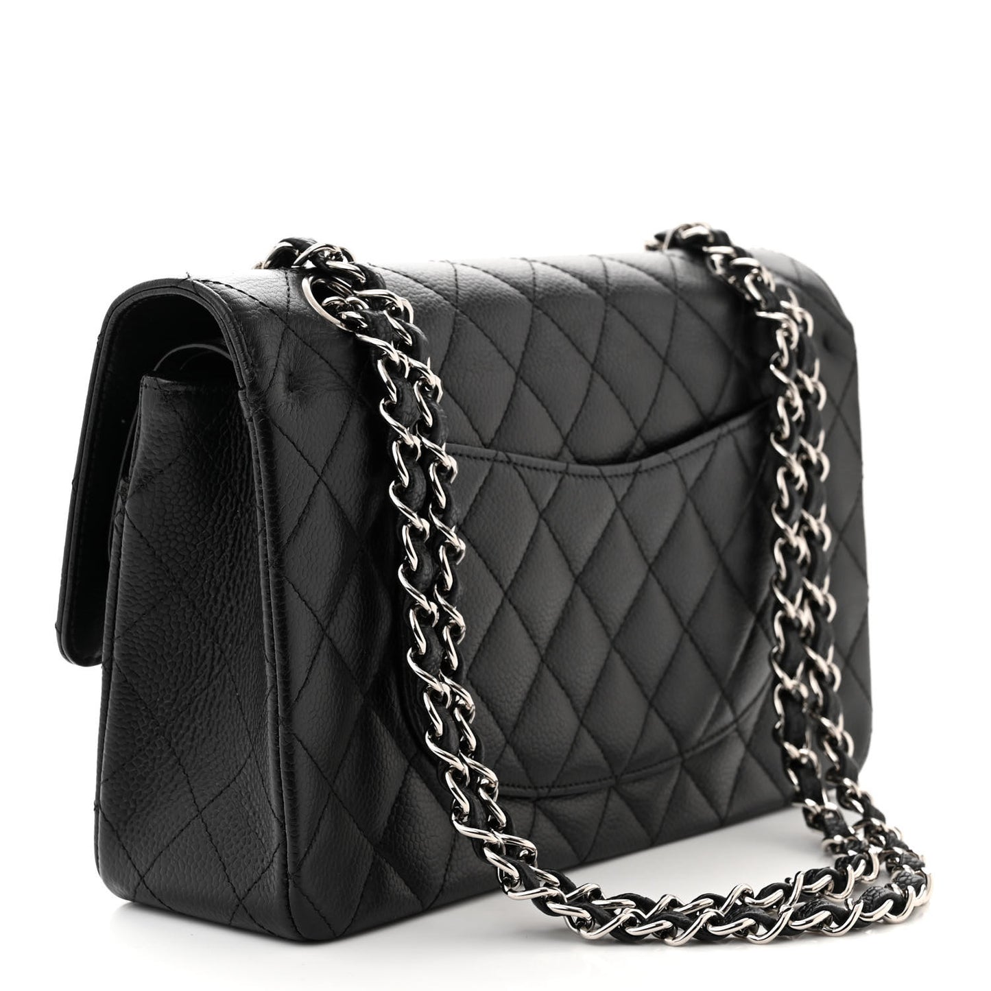 Caviar Quilted Medium Double Flap Black
