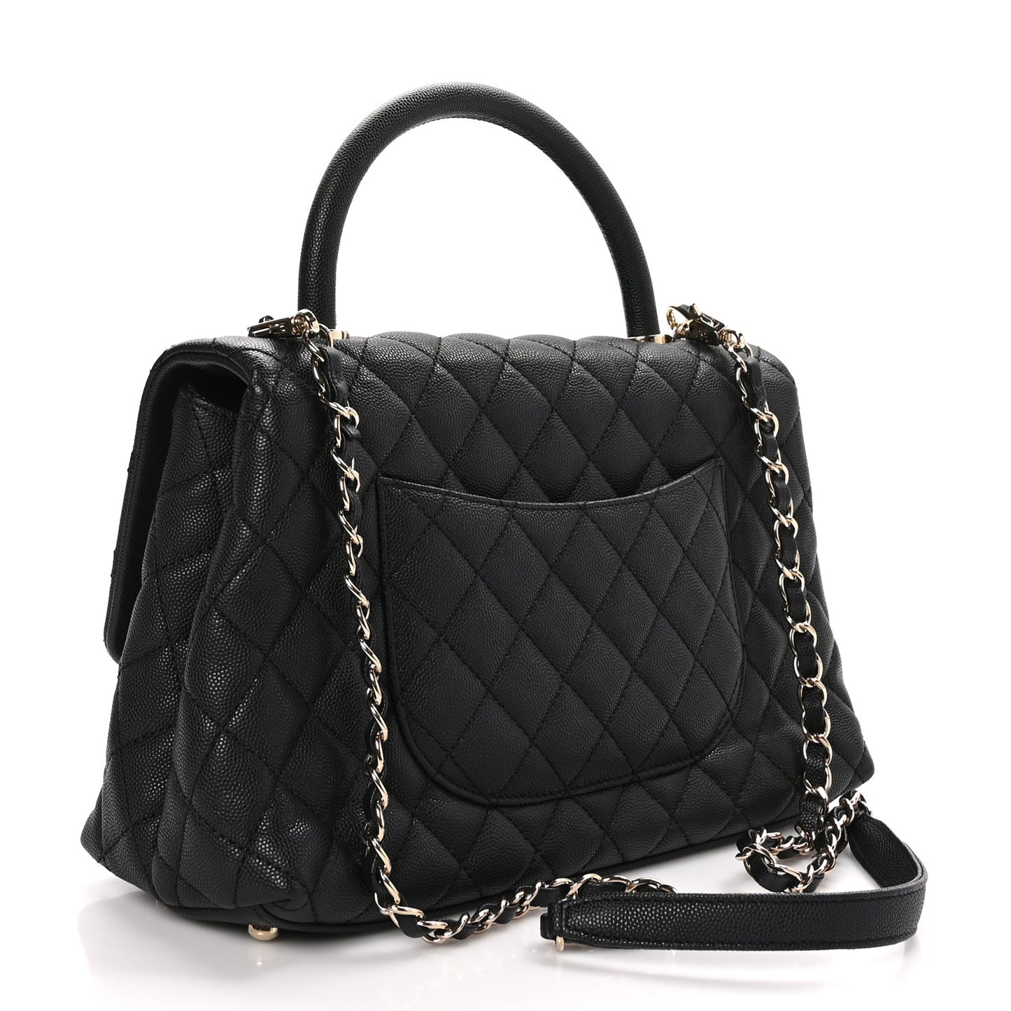 Caviar Quilted Small Coco Handle Flap Black