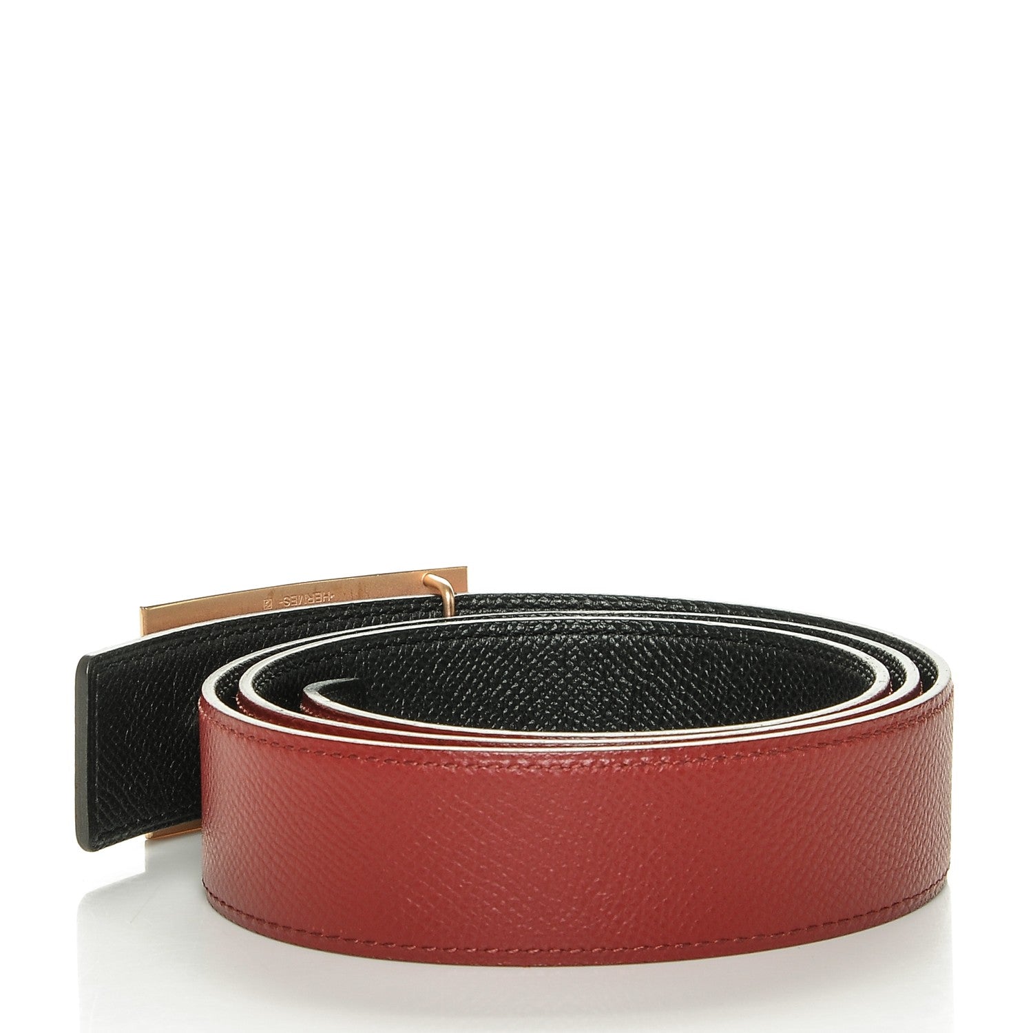 Hermes Epsom 32mm Collier De Chien CDC Belt 85 Black Grenat 3 of 6